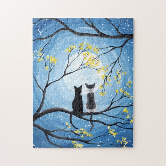 Puzzle Lune lunaire avec chats (Vertical)