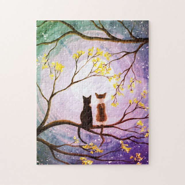 Puzzle Lune lunaire avec chats Art (Vertical)