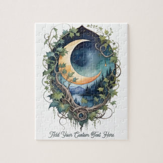 Puzzle Lune Mystique & Vignes Nuit Ciel Texte Personnalis
