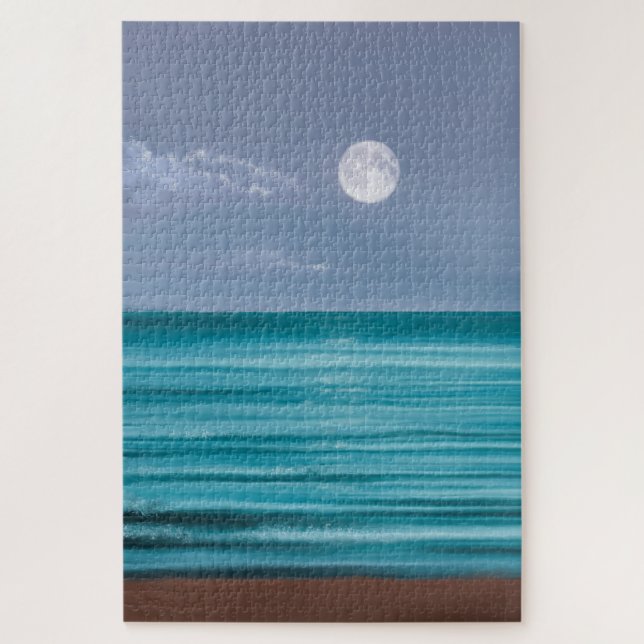 Puzzle Lune se lève au-dessus de la mer turquoise (Vertical)