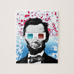 Puzzle Lunettes 3D Abraham Lincoln Patriotiques Rouge Ble