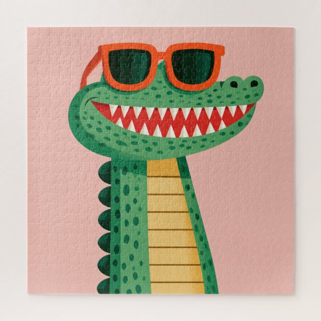 Puzzle Lunettes de soleil de crocodile drôle Mignon anima (Vertical)