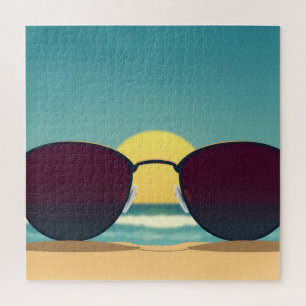 Puzzle Lunettes de soleil rétro de plage et soleil