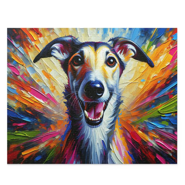 Puzzle Lurcher Art Acrylique : Long Chien Fauve Bringé (Lurcher Acrylic Art: Fawn Brindle Long Dog
)