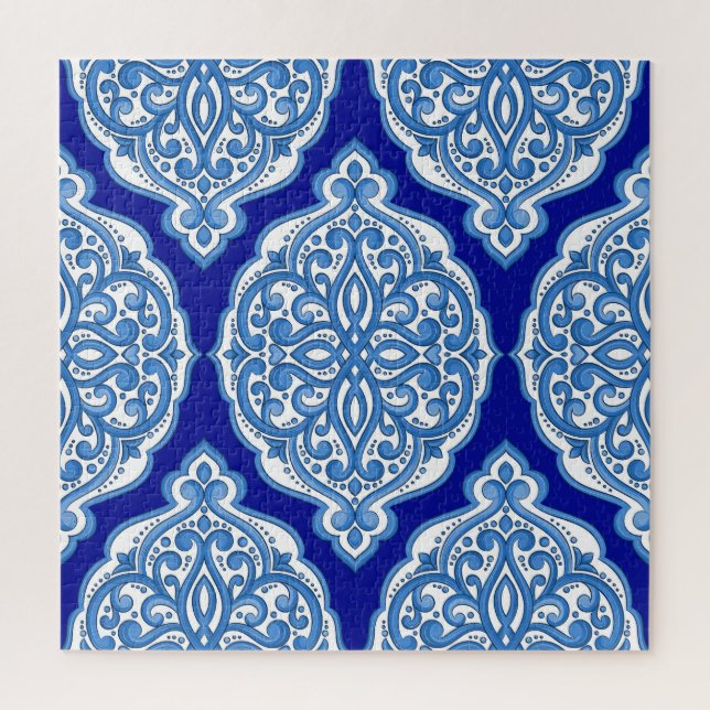 Puzzle Luxe blanc-bleu, ornement turc. (Vertical)