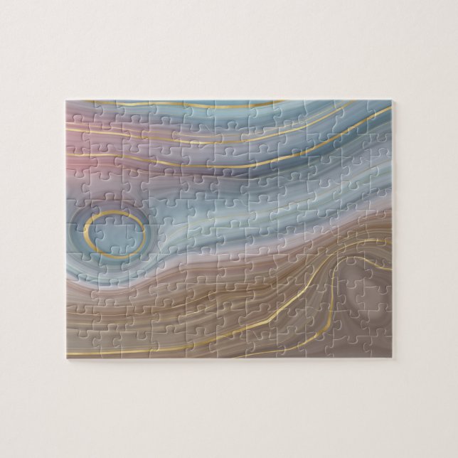Puzzle Luxe Strata | Dusty Slate Blue Taupe Pink Agate (Horizontal)