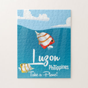 Puzzle Luzon, Philippines affiche de voyage dessin animé