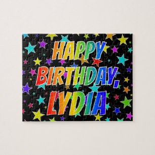 Puzzle "LYDIA" Prénom, amusant "HEUREUX ANNIVERSAIRE"