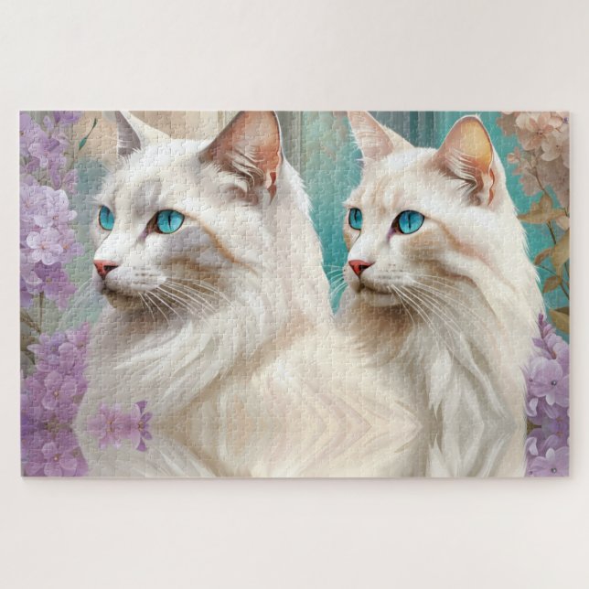 Puzzle Lynx Point Siamese Portrait Art (Horizontal)