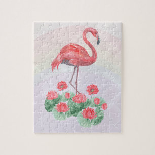 Puzzle Lys d'aquarelle rose Flamant rose