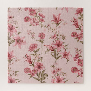 Puzzle Lys roses vintage floraux Cottagecore