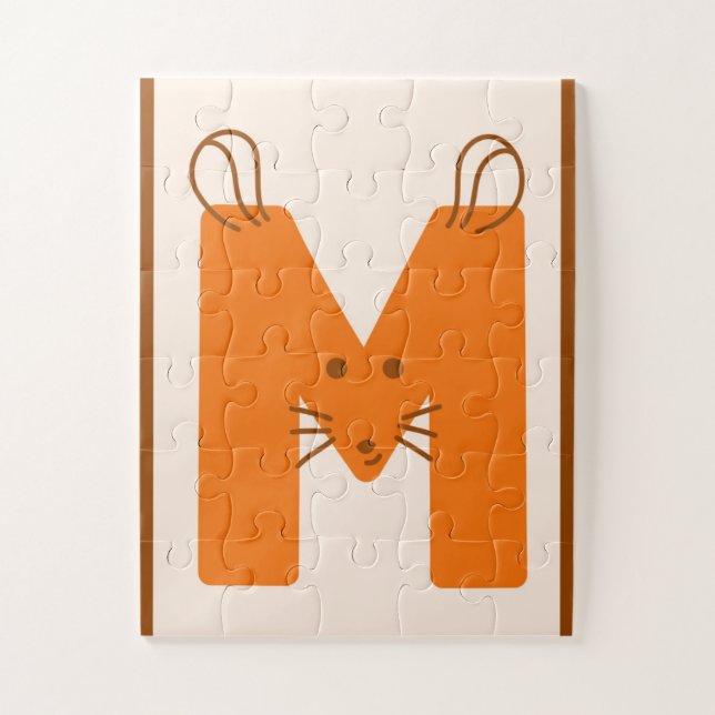 Puzzle M est pour Souris – Alphabet Animal Mignon  (Vertical)