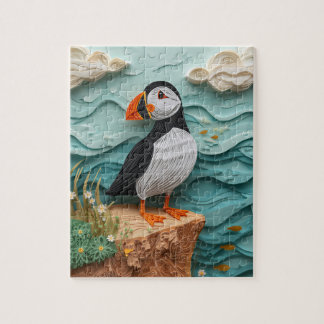 Puzzle Macareux Atlantique en Quilling de Papier