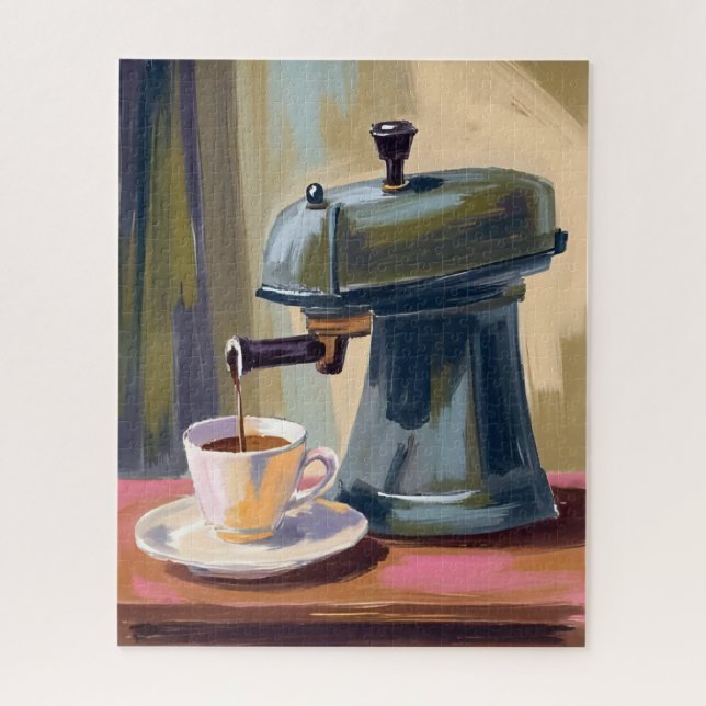Puzzle Machine à café antique latte aquarelle (Vertical)