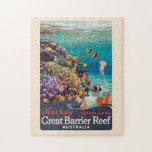 Puzzle Mackay Great Barrier Reef Travel Art Vintage<br><div class="desc">Maquereau de conception de déplacement vectorielle rétro. Mackay est une ville du Queensland,  sur la côte est de l'Australie. Au large de la côte se trouve une partie de la Grande Barrière de Corail.</div>