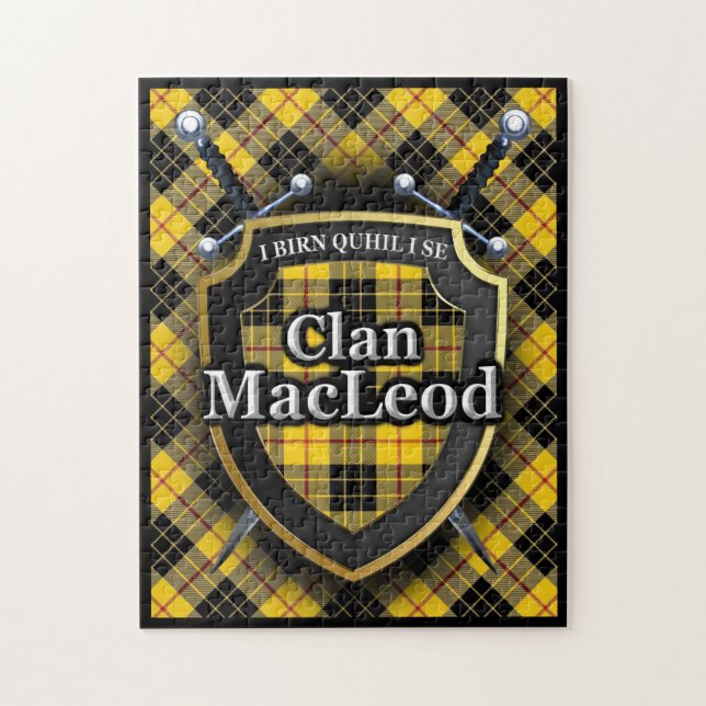Puzzle MacLeod Clan Lewis Tartan Swords and Shield (Vertical)