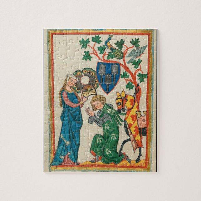 Puzzle Madame avec le chevalier, manuscrit médiéval du (Vertical)