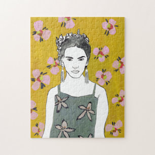 Puzzle Madame rose de fleur - jaune
