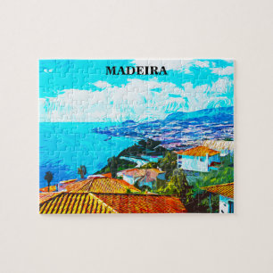 Puzzle Madeira Portugal Panorama Illustration