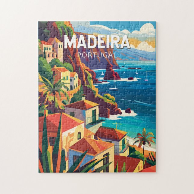 Puzzle Madeira Portugal Travel Art Vintage (Vertical)