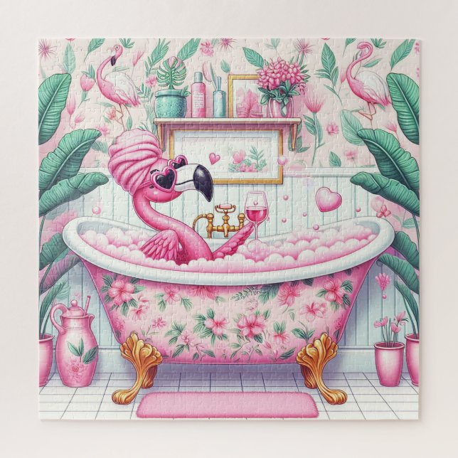 Puzzle Mademoiselle flamant a un bain moussant (Vertical)