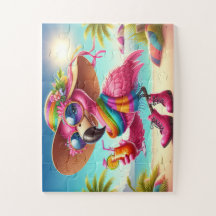 Mademoiselle Flamant sur la Plage