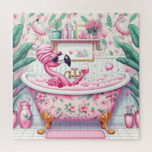 Puzzle Mademoiselle Flamingo prend un bain moussant
