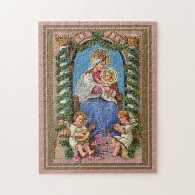 Puzzle Madonna Et Enfant Avec Des Anges (Vertical)