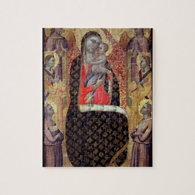 Puzzle Madonna et enfant couronnés avec six anges (Vertical)