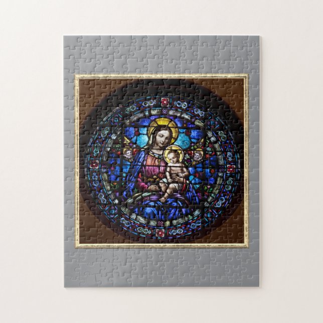 Puzzle Madonna Et Enfant Décorées (Vertical)