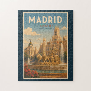 Puzzle Madrid Espagne Fontaine Cibeles Illustration Voyag