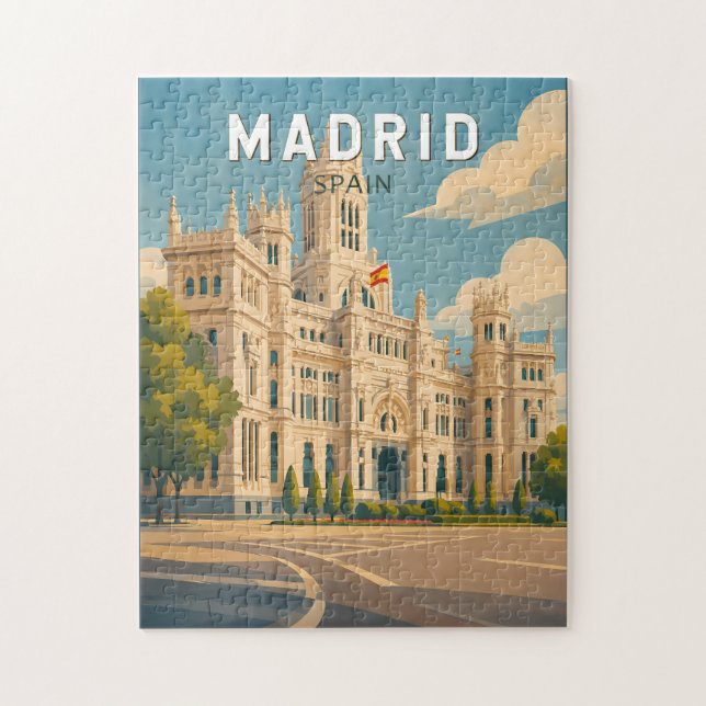 Puzzle Madrid Espagne Illustration Voyage Art Rétro (Vertical)