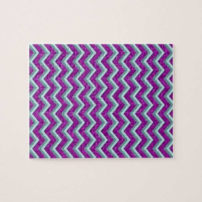 Puzzle Magenta Foil et Turquoise ZigZag Motif (Horizontal)
