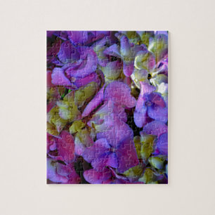 Puzzle Magenta Purple bleu jaune Hydrangeas fleurs