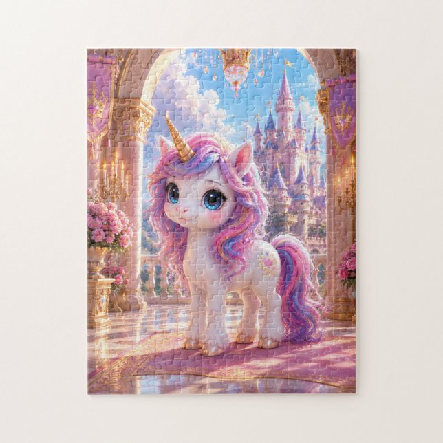 Puzzle Magical Unicorn in a Fairytale Castle Jigsaw Puzzl (Vertical)