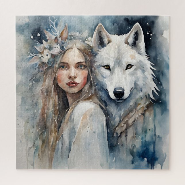 Puzzle Magie slave : La Fille et le Loup Blanc (Vertical)