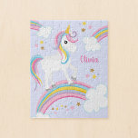 Puzzle Magique Arc-en-ciel Unicorne violet Enfants person<br><div class="desc">Un mignon puzzle à licorne violette pour les enfants avec des étoiles et un arc-en-ciel. Personnalisez avec son nom pour faire un cadeau amusant pour une fille!</div>