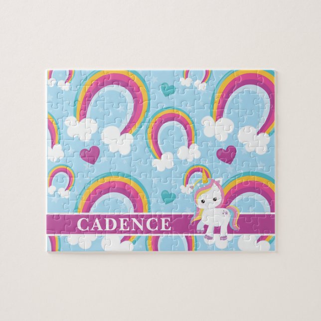 Puzzle Magique Rainbow Unicorn Personnalisé Enfants (Horizontal)