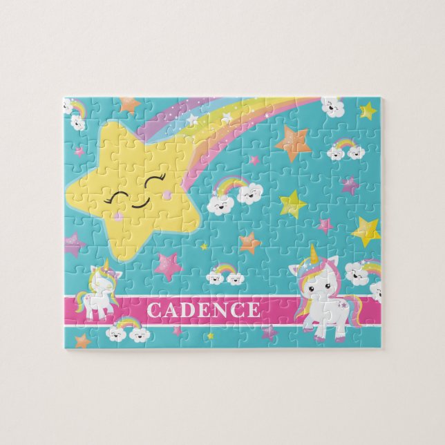Puzzle Magique Rainbow Unicorn Personnalisé Enfants (Horizontal)