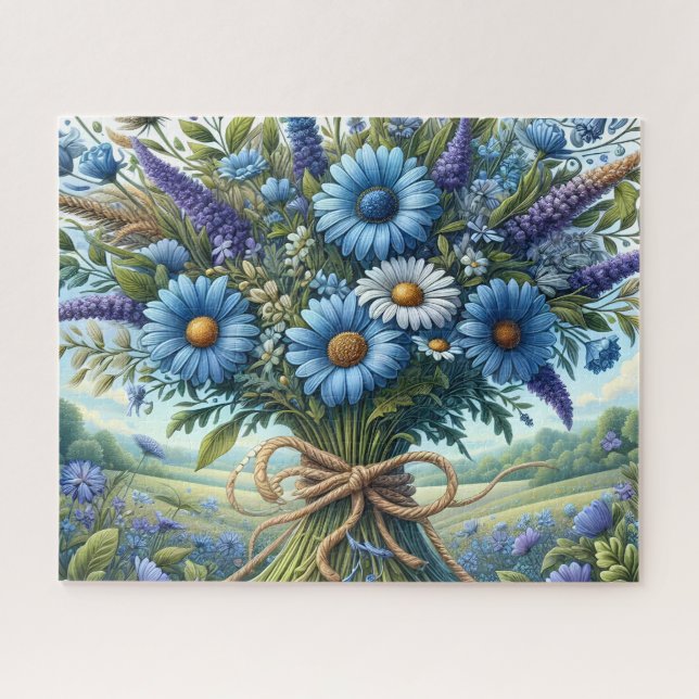 Puzzle Magnifique bouquet de fleurs alpines bleues (Horizontal)
