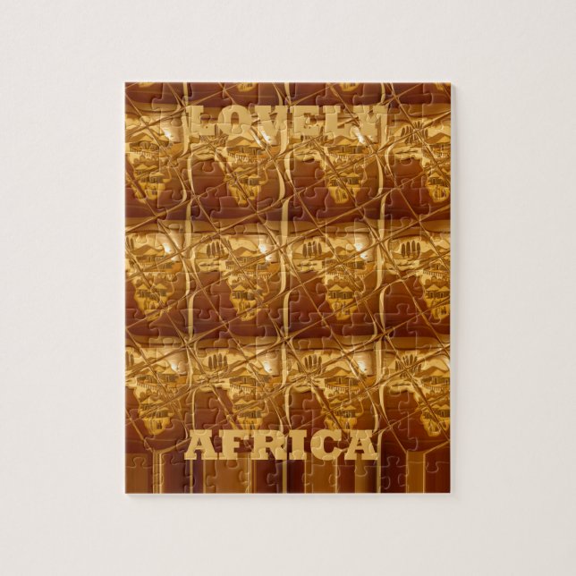 Puzzle Magnifique carte africaine Imprimer Design doré (Vertical)