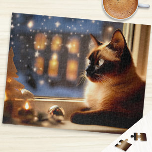 Puzzle Magnifique chat siamois près de la fenêtre Animaux