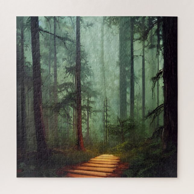 Puzzle Magnifique Chemin Forestier Artwork numérique (Vertical)