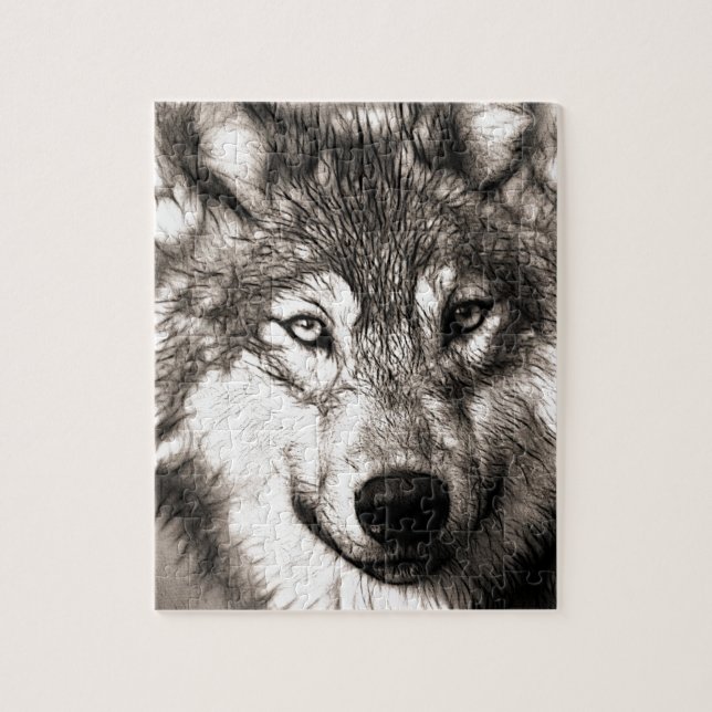 Puzzle Magnifique loup visage photo accessoires d'impress (Vertical)