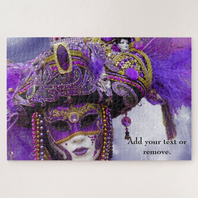 Puzzle Magnifique masque de Venise violet d'Italie, (Horizontal)