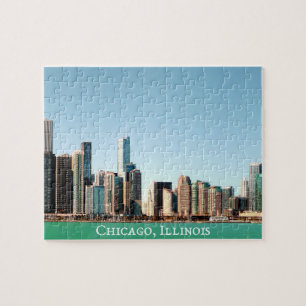 Puzzle Magnifique panoramique Chicago Skyline River Sunny