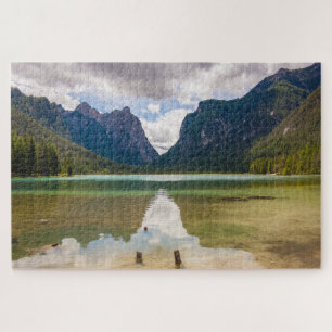 Puzzle Magnifique paysage du lac Dobbiaco, Alpes italienn