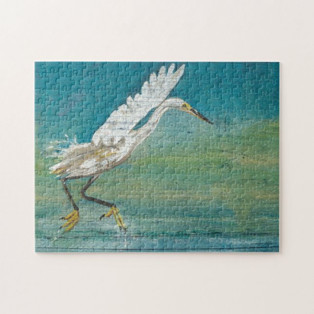 Puzzle Magnifique Peinture d'oiseaux de rivage d'aigrette (Horizontal)