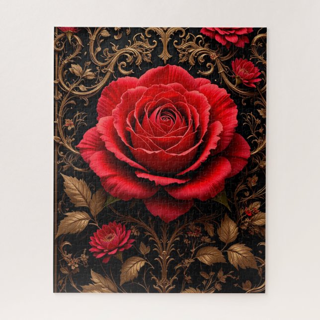 Puzzle Magnifique rose rouge conçue (Vertical)