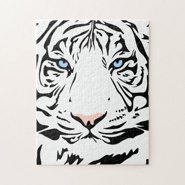 Puzzle Magnifique tigre blanc| Gros chats (Vertical)